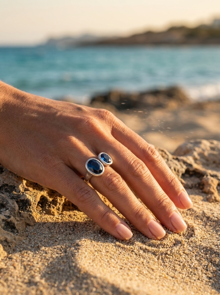 Anillo Dos Faros Azul
