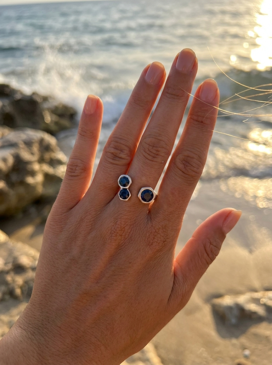 Anillo Tres faros Azul